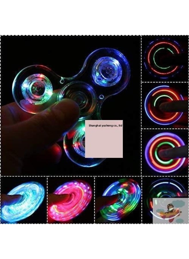 null - [Metal] Fingertip Gyro Finger Clover Children Adult Thumb Between Spiral Alloy Decompression Artifact Toy-color:36 Turns Gold With Lights - Image 1