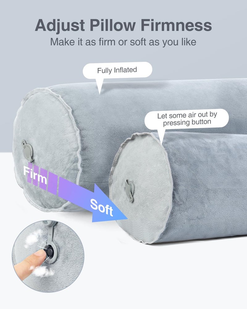 Luxtude وسادة جسم قابلة للنفخ من لوكستود للبالغين والأطفال، وسادة سفر، وسادة عناق، 47 بوصة طول، وسادة دعم مستديرة للسرير، وسادة أسطوانية لدعم الرقبة للعناق والنوم والظهر، إلخ. - Image 4