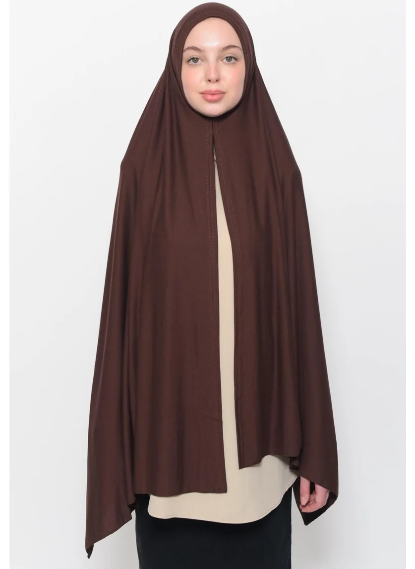 Altobeh Ready Practical Interlocking Luxury Organic Plain Combed Cotton Shawl Aligned - Brown Color