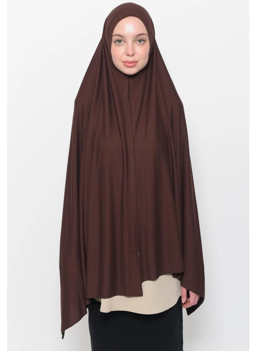 التوبة Ready Practical Interlocking Luxury Organic Plain Combed Cotton Shawl Aligned - Brown Color