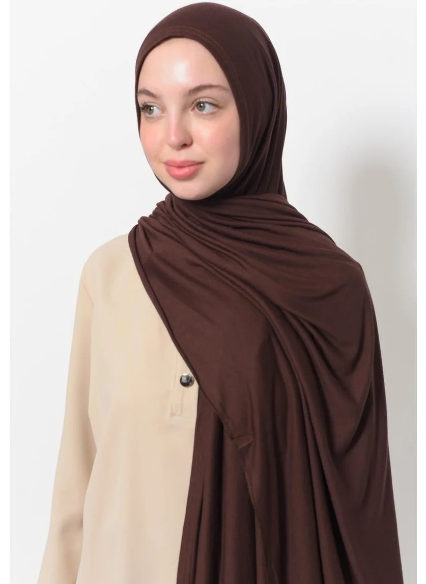 التوبة Ready Practical Interlocking Luxury Organic Plain Combed Cotton Shawl Aligned - Brown Color
