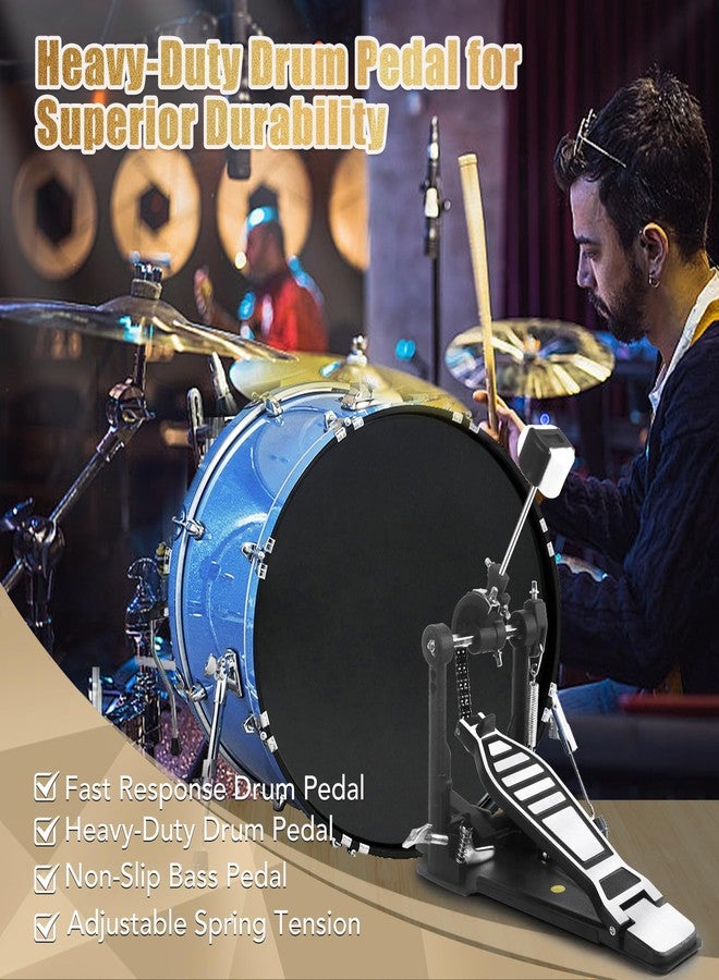 Seteol Single Kick Bass Drum Pedal, Heavy-Duty Double Chain Bass Pedal Foot Percussion Hardware for Intense Play, Fully Adjustable Power Cam System & 4-Sided Beater Drum Set Instrument (Single Pedal) - Image 5