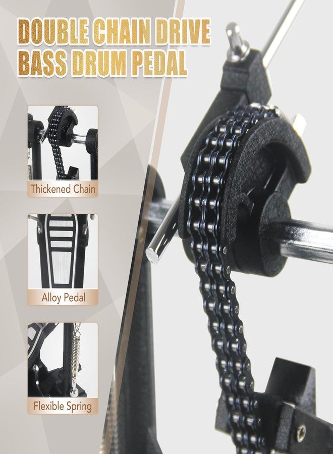 Seteol Single Kick Bass Drum Pedal, Heavy-Duty Double Chain Bass Pedal Foot Percussion Hardware for Intense Play, Fully Adjustable Power Cam System & 4-Sided Beater Drum Set Instrument (Single Pedal) - Image 2