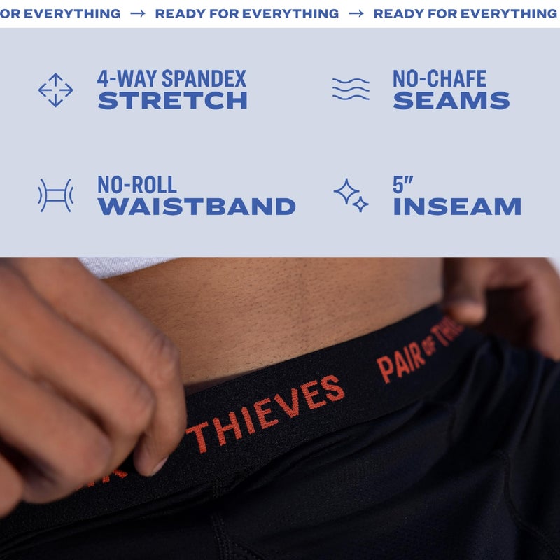 Pair of Thieves Men's Underwear Boxer Briefs | EDK Soft Cotton Boxer Briefs for Men | 4 Pack Tagless Mens Underwear | 5 in. Inseam, No Ride Up, 4-way Stretch | Medium | Black/White - Image 5