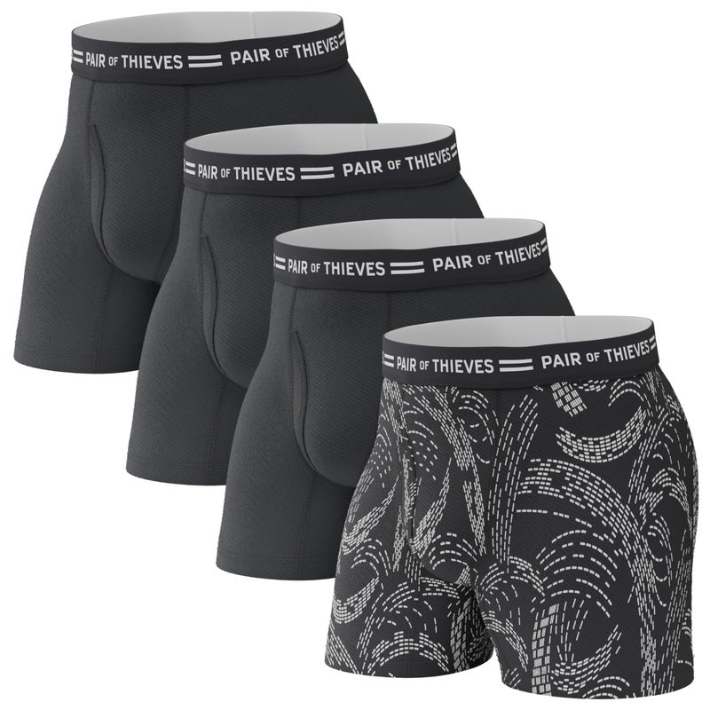Pair of Thieves Men's Underwear Boxer Briefs | EDK Soft Cotton Boxer Briefs for Men | 4 Pack Tagless Mens Underwear | 5 in. Inseam, No Ride Up, 4-way Stretch | Medium | Black/White - Image 1