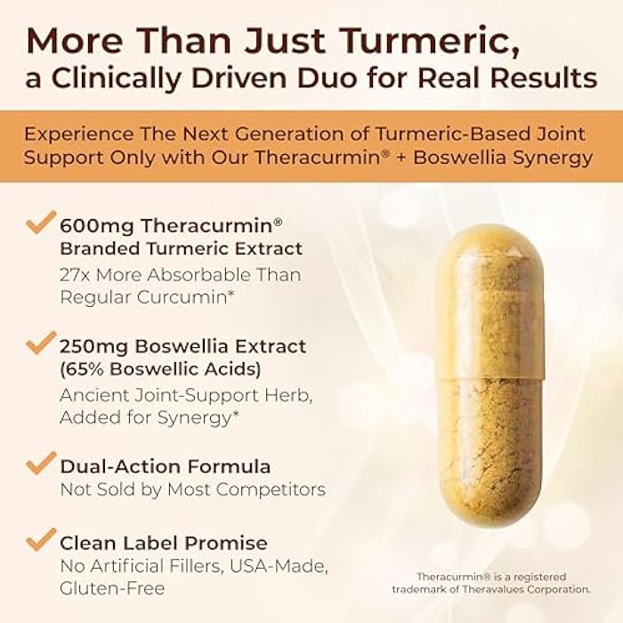 Vimerson Health Advanced Turmeric Curcumin Supplement for Joint Support & Inflammation – Enhanced Absorption Theracurmin 600mg with Boswellia Serrata for Mobility & Recovery – Vegan, Gluten Free – 60 Capsules - Image 5