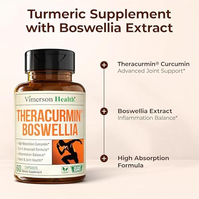 Vimerson Health Advanced Turmeric Curcumin Supplement for Joint Support & Inflammation – Enhanced Absorption Theracurmin 600mg with Boswellia Serrata for Mobility & Recovery – Vegan, Gluten Free – 60 Capsules - Image 4