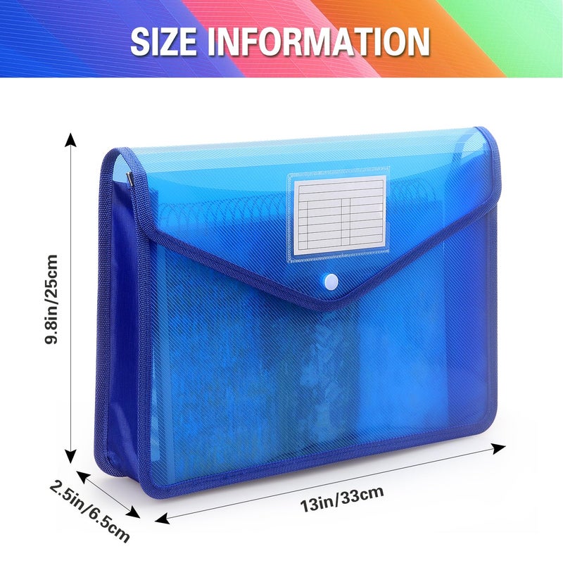 Tamaki Plastic Expanding File Folder, Transparent envelopes with Snap Closure, No Dividers, Large Capacity, Fit Letter/A4 Size (Blue) - Image 2