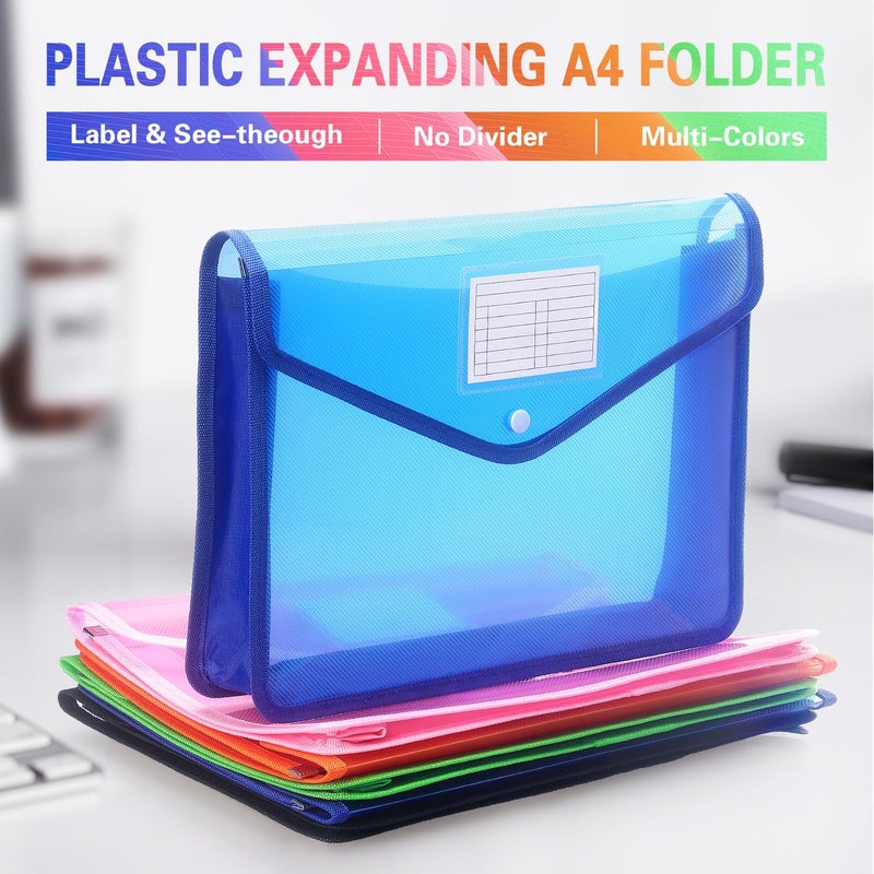 Tamaki Plastic Expanding File Folder, Transparent envelopes with Snap Closure, No Dividers, Large Capacity, Fit Letter/A4 Size (Blue) - Image 3