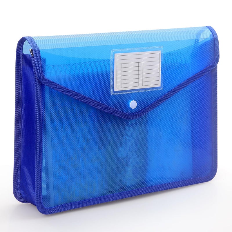 Tamaki Plastic Expanding File Folder, Transparent envelopes with Snap Closure, No Dividers, Large Capacity, Fit Letter/A4 Size (Blue) - Image 1