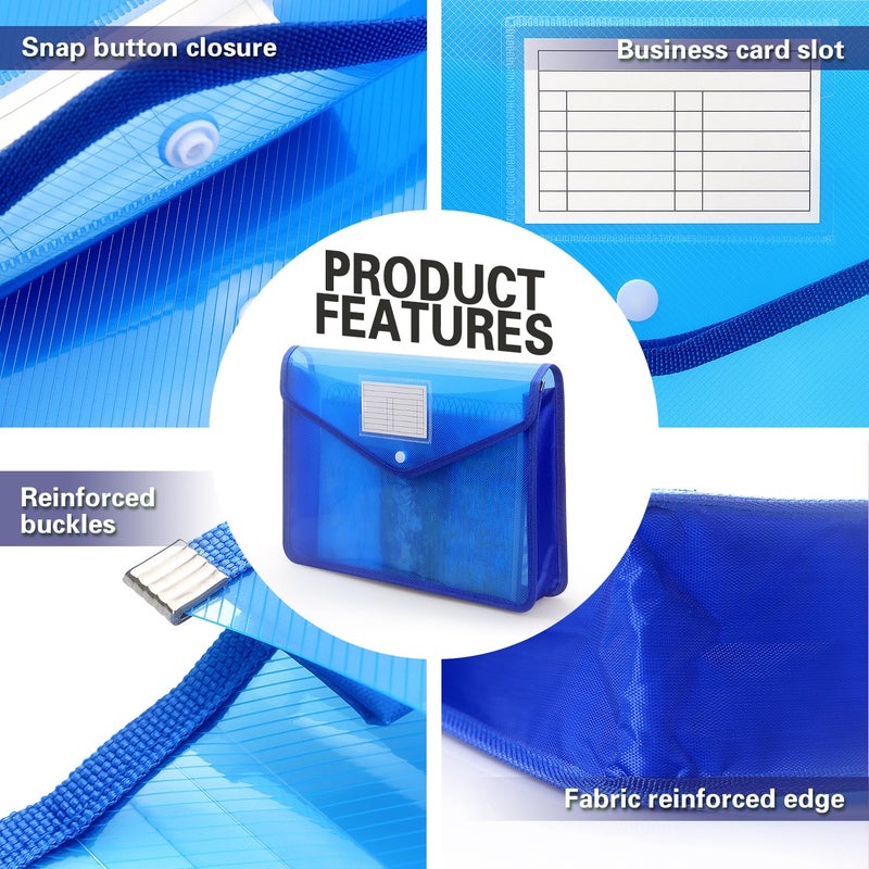 Tamaki Plastic Expanding File Folder, Transparent envelopes with Snap Closure, No Dividers, Large Capacity, Fit Letter/A4 Size (Blue) - Image 4