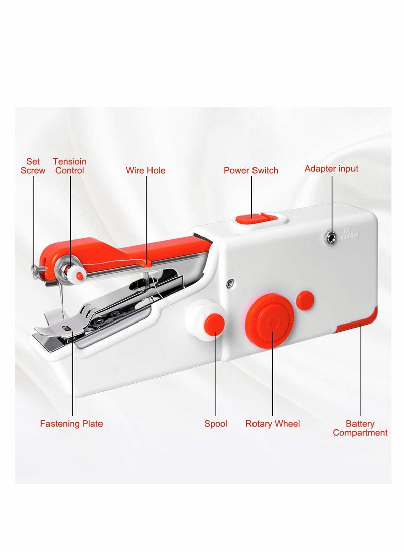 SYOSI Mini Portable Electric Handheld Sewing Machine for Beginners Adult, Easy to Use and Fast Stitch Suitable for Clothes Fabrics DIY Home Travel Red - Image 2