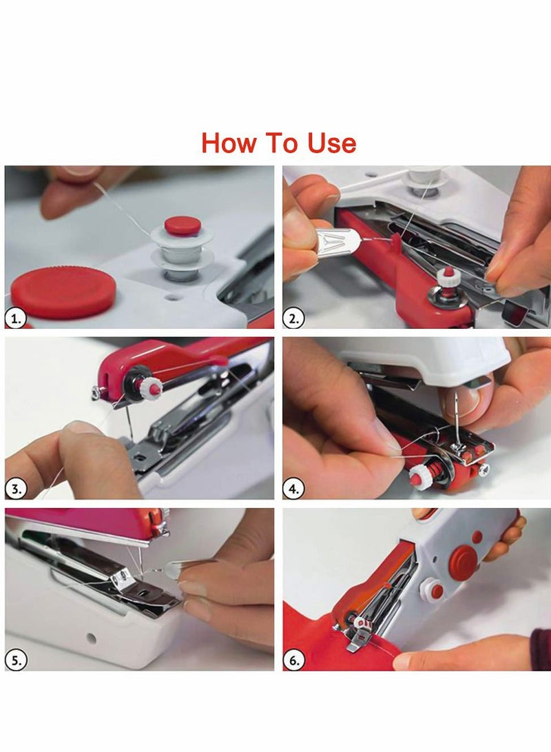 SYOSI Mini Portable Electric Handheld Sewing Machine for Beginners Adult, Easy to Use and Fast Stitch Suitable for Clothes Fabrics DIY Home Travel Red - Image 5