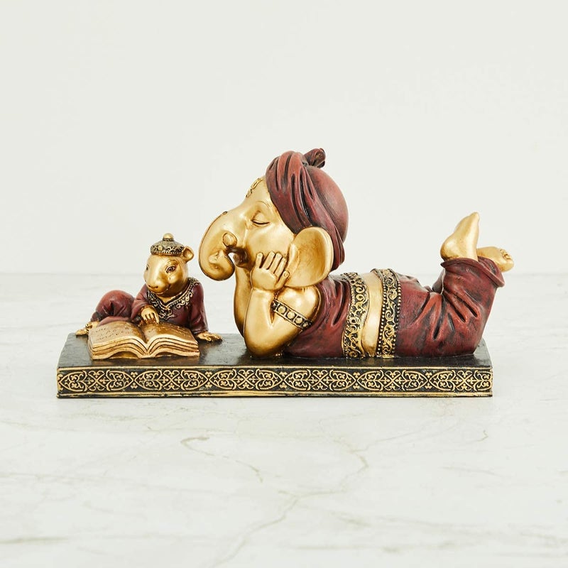 Karigaari India Lord Ganesha Reading Book with Mouse Ganeshji Murti Idol Decorative Religious Showpiece for Home Decor Pooja Room Temple House Warming Gift - Image 5