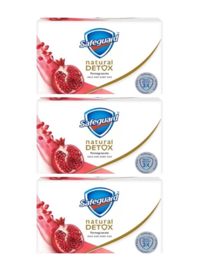 Safeguard Natural Detox Pomegranate Face and Body Bar 108g 3 Pcs