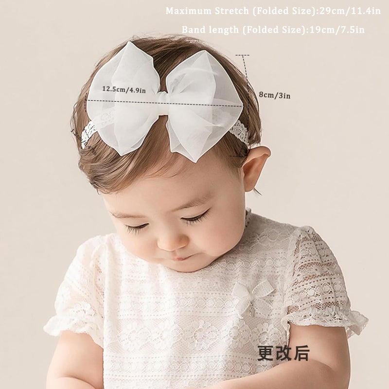 ICKEYOU Baby Girls Cute Lace Bow Headband Soft Cotton Elastic Hair Accessories for Toddlers Newborns Ideal for Birthdays Baby Shower Photoshoots Special Occasions - Image 4