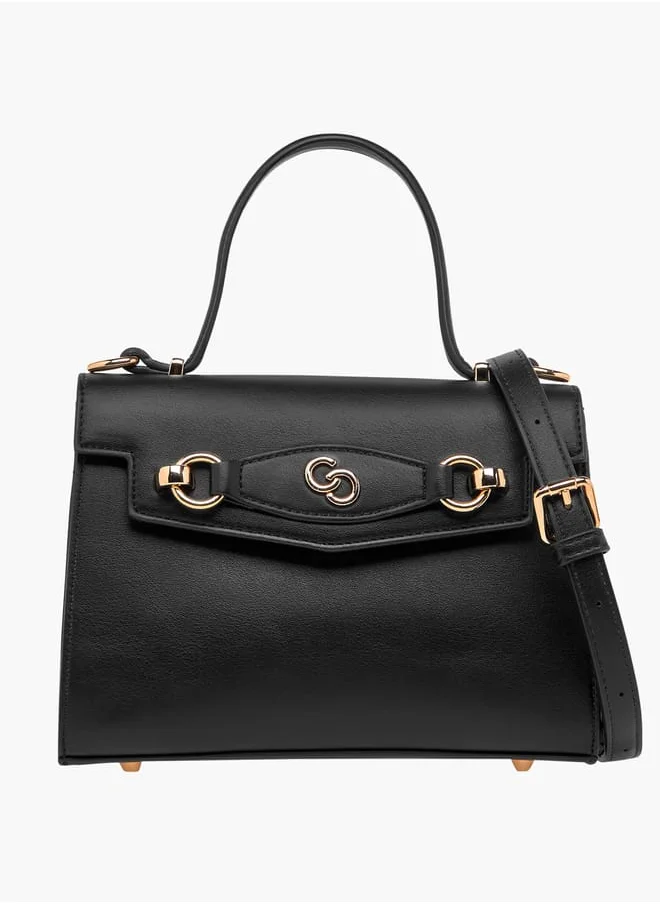 Celeste Women Solid Satchel Bag with Detachable Strap and Button Closure