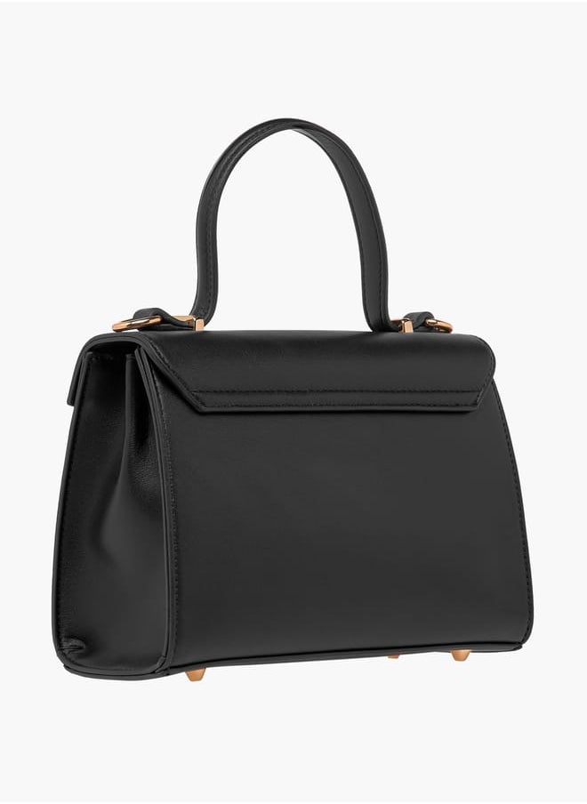 Celeste - Women Solid Satchel Bag with Detachable Strap and Button Closure - Image 1