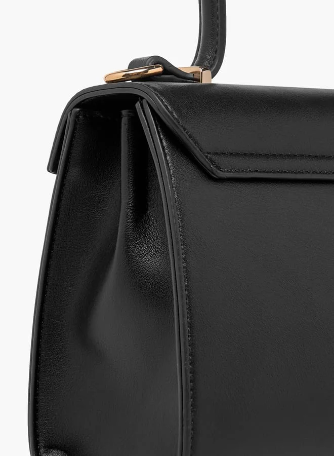 Celeste Women Solid Satchel Bag with Detachable Strap and Button Closure