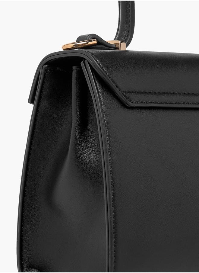 Celeste - Women Solid Satchel Bag with Detachable Strap and Button Closure - Image 1