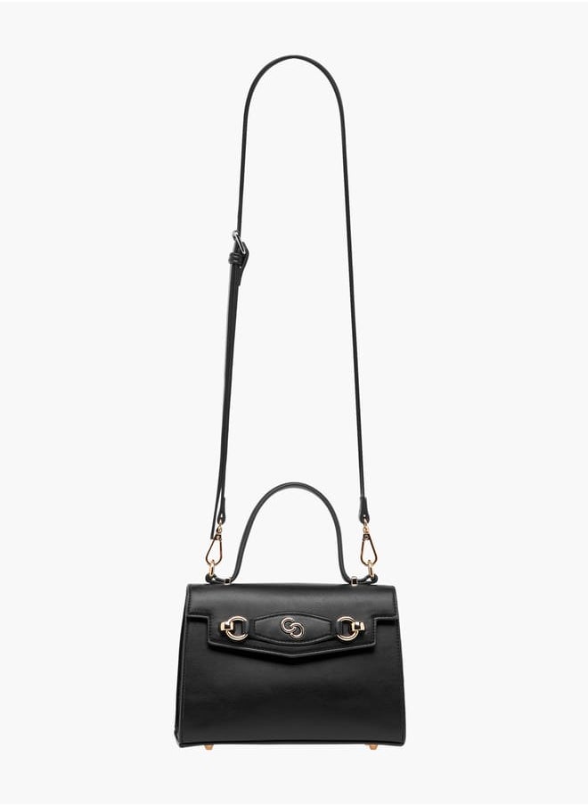 Celeste - Women Solid Satchel Bag with Detachable Strap and Button Closure - Image 1