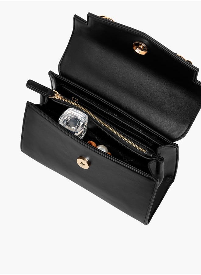 Celeste - Women Solid Satchel Bag with Detachable Strap and Button Closure - Image 1