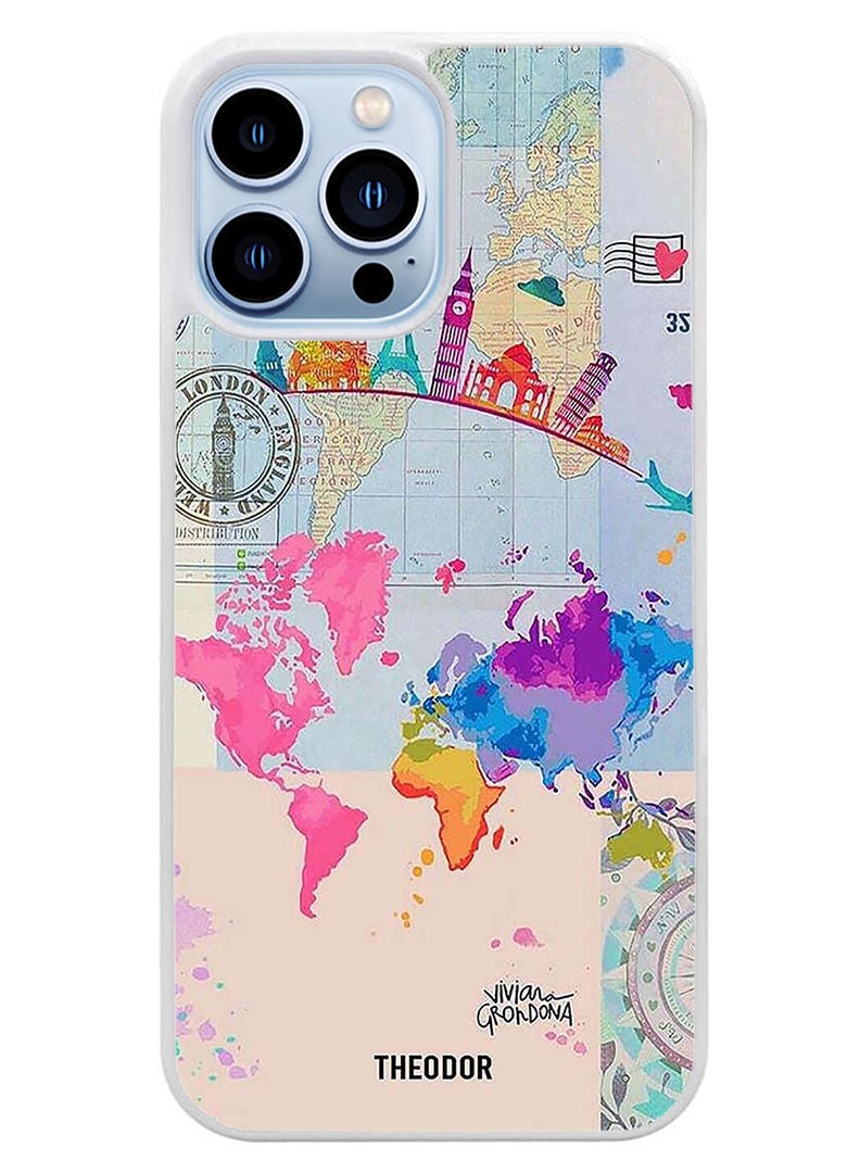 Theodor Protective Case Cover For APPLE IPHONE 14 Pro Travel(White Bumper) - Image 1