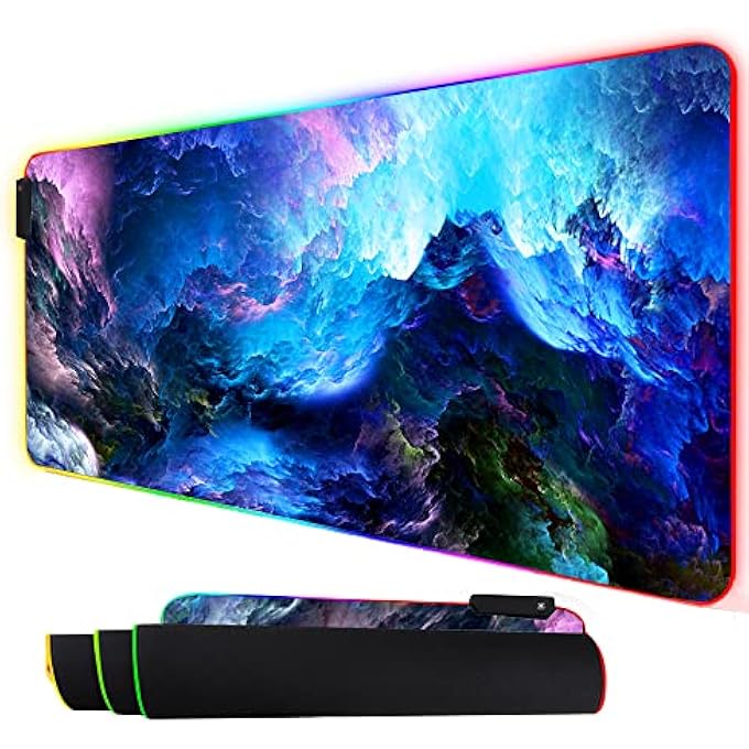 rayihni RGB MOUSE PAD, LARGE EXTENDED SOFT LED MOUSE MAT WITH DIFFERENT LIGHTING MODES, 900 X 400MM / 35.4 * 15.7INCH - Image 1