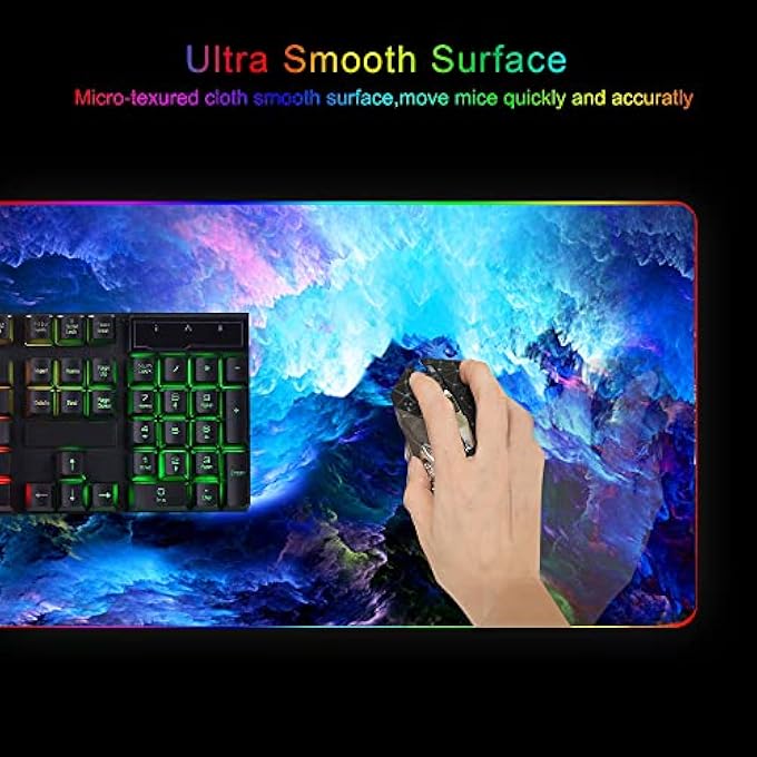 rayihni RGB MOUSE PAD, LARGE EXTENDED SOFT LED MOUSE MAT WITH DIFFERENT LIGHTING MODES, 900 X 400MM / 35.4 * 15.7INCH - Image 3