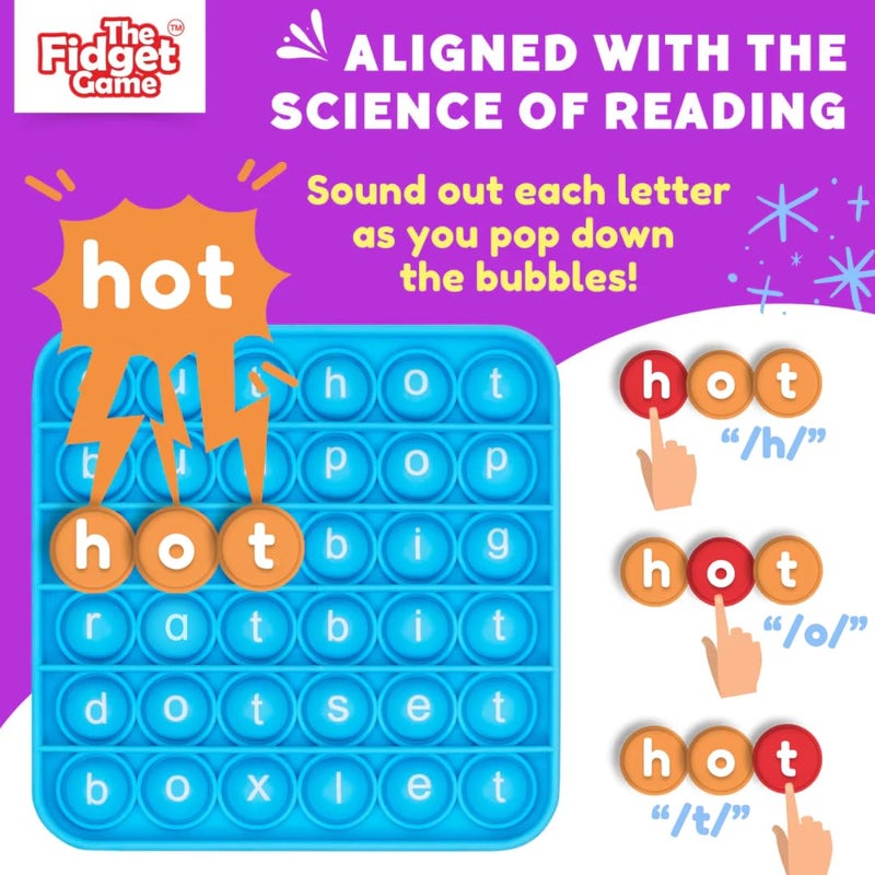THE FIDGET GAME Word Pop, CVC Words - Learn to Read in Weeks - Multisensory Reading & Phonics Interactive Game Ideal for Pre Kindergarten to 1st Grade (Packaging May Vary) - Image 3