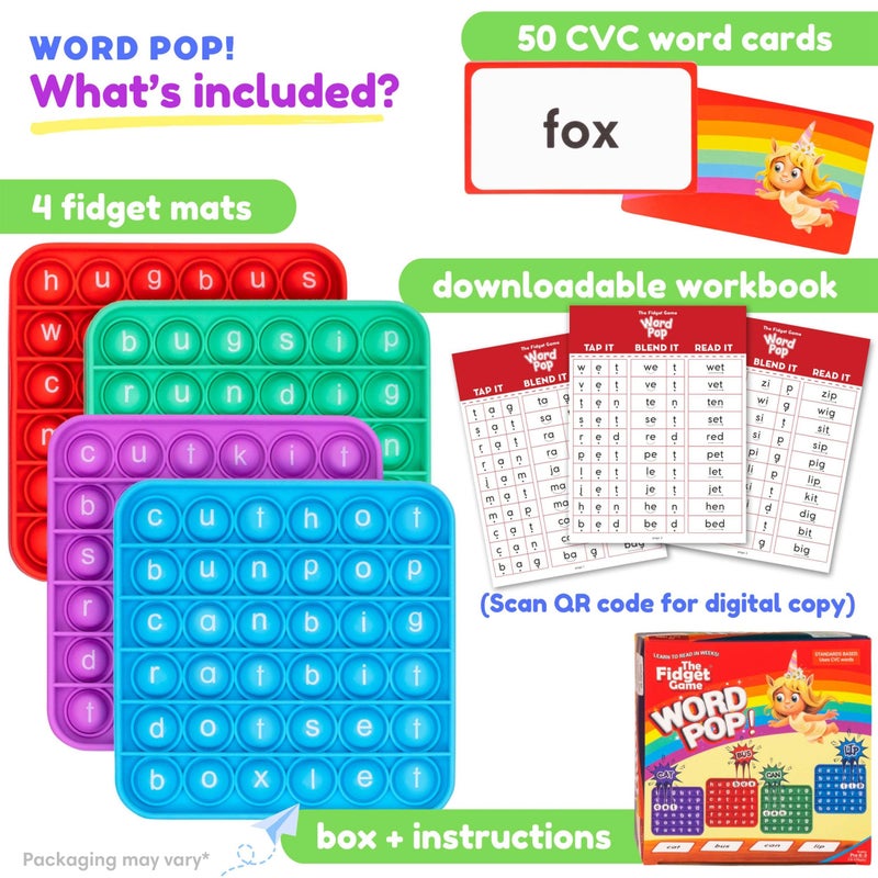 THE FIDGET GAME Word Pop, CVC Words - Learn to Read in Weeks - Multisensory Reading & Phonics Interactive Game Ideal for Pre Kindergarten to 1st Grade (Packaging May Vary) - Image 2