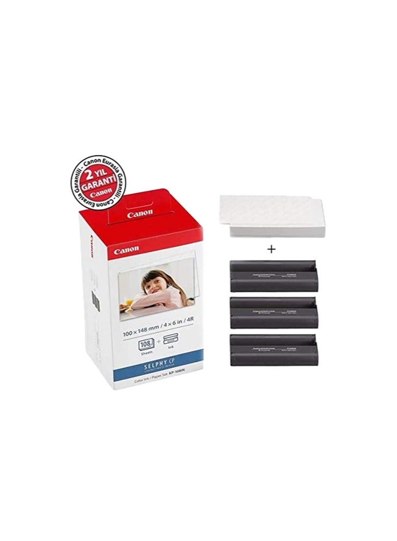 Canon Canon KP-108IN Color Ink Paper Set for Canon Selphy CP910/CP810 Photo Printer, 108 Sheets, White - Image 2