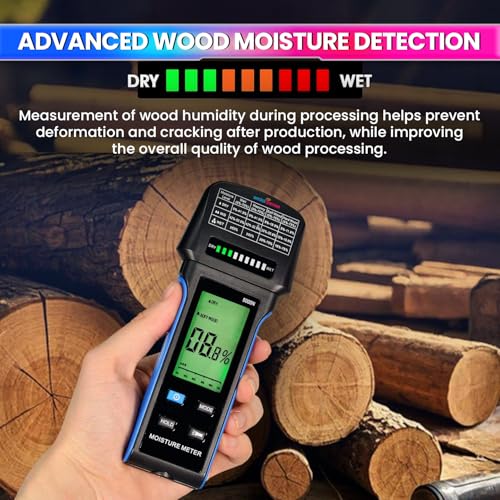 amiciSense Digital Moisture Meter with LED Indicators & Flashlight | Non-Destructive Wall, Wood & Masonry Humidity Tester | Multifunctional Hygrometer with Audible Alarm & Rechargeable Battery - Image 4