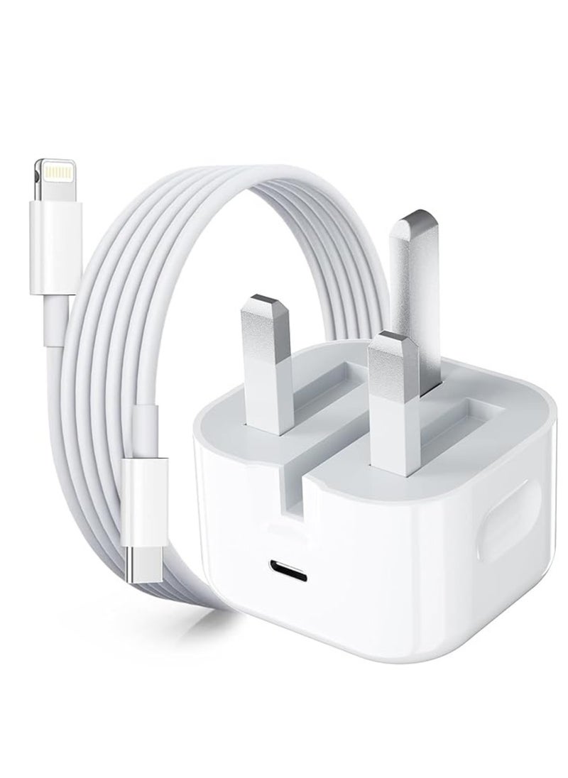 iPhone 20W Fast Charger - USB-C Wall Adapter with USB-C to Lightning Cable, Quick Charging for iPhone, iPad, and More