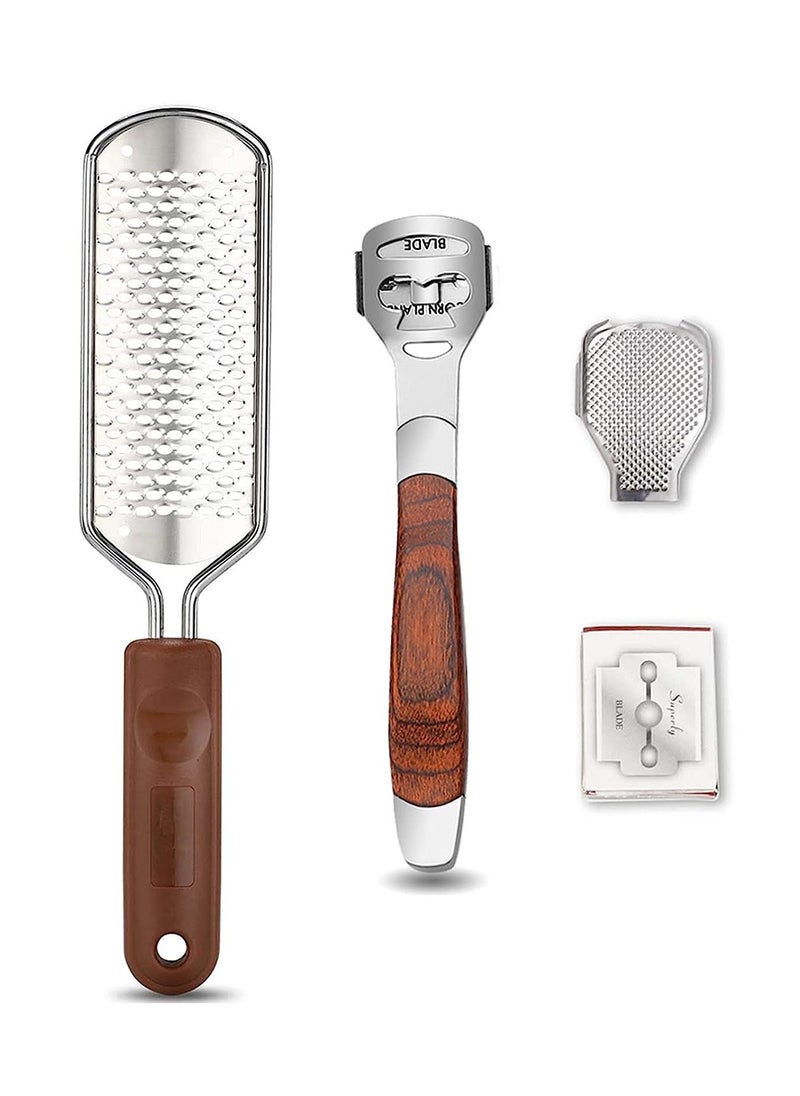 Vusoset - Colossal Foot Rasp & Wood Handle Callus Shaver (10 Replacement & 1 Foot File Heads), Pedicure Foot File Kit, Heel Scraper For Feet, Foot File Callus Remover - Image 1