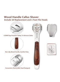 Vusoset Colossal Foot Rasp & Wood Handle Callus Shaver (10 Replacement & 1 Foot File Heads), Pedicure Foot File Kit, Heel Scraper For Feet, Foot File Callus Remover  - Image 3