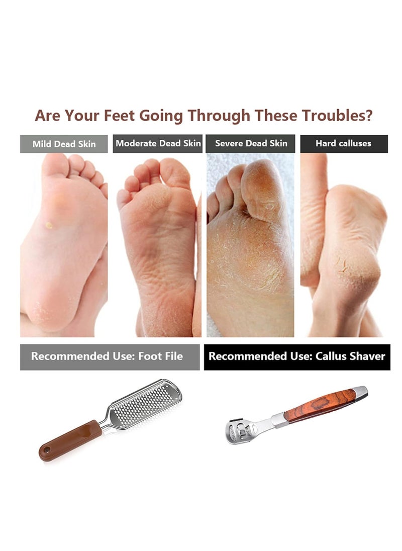 Vusoset - Colossal Foot Rasp & Wood Handle Callus Shaver (10 Replacement & 1 Foot File Heads), Pedicure Foot File Kit, Heel Scraper For Feet, Foot File Callus Remover - Image 1