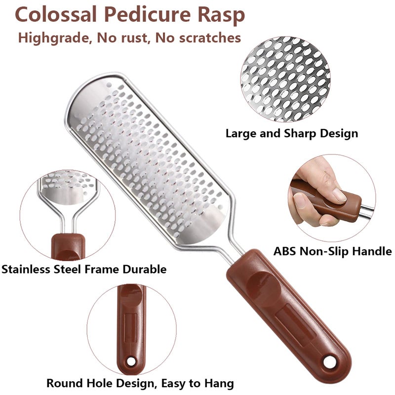 Vusoset Colossal Foot Rasp & Wood Handle Callus Shaver (10 Replacement & 1 File Foot Heads), Pedicure Foot File Kit, Heel Scraper for Feet, Foot File Callus Remover - Image 2