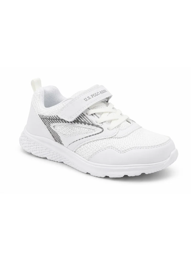 U.S. Polo Assn. U.S. Polo Assn. Kids Sports Shoes White | Lightweight Breathable Mesh Sneakers with Hook & Loop Strap | Casual Walking Running Shoes for Boys & Girls