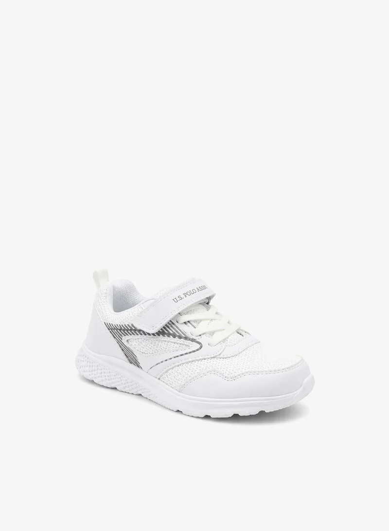 U.S. Polo Assn. Kids Sports Shoes White | Lightweight Breathable Mesh Sneakers with Hook & Loop Strap | Casual Walking Running Shoes for Boys & Girls