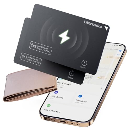Ultrbeka Wallet Tracker Slim Card Tracker 0094in Rechargeable Bluetooth Tracker for Wallets Passport Work with Apple Find My Card Locator iOS Only Apple MFi Certified 2pcs in 1 - Image 1