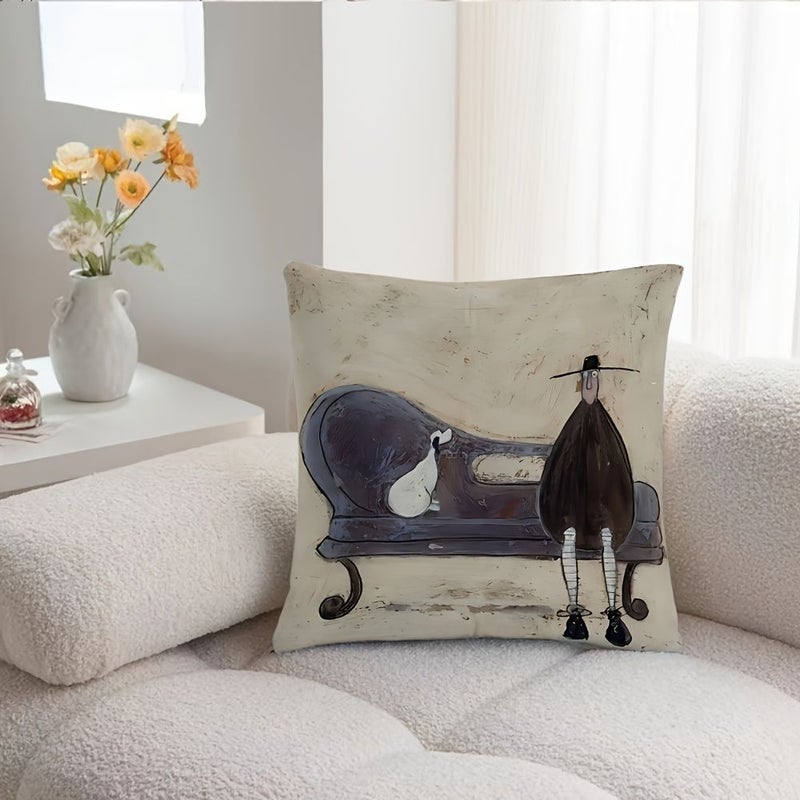 Cartoon Printed Pillowcase 45x45cm Soft Polyester Zipper Closure Machine Washable Home Decor - Image 3
