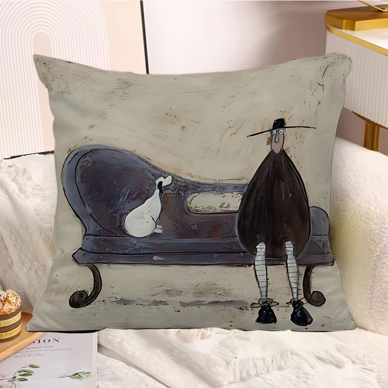 Cartoon Printed Pillowcase 45x45cm Soft Polyester Zipper Closure Machine Washable Home Decor - Image 2