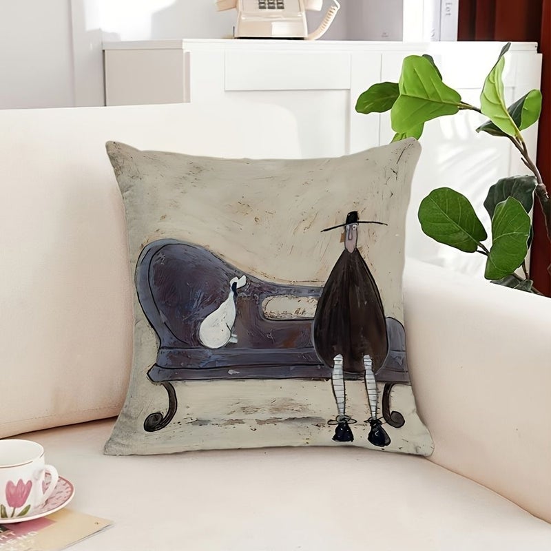 Cartoon Printed Pillowcase 45x45cm Soft Polyester Zipper Closure Machine Washable Home Decor - Image 5