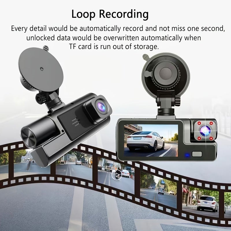 Three Channel Dash Cam 1080P FHD Front Inside Back Recording Wide Angle Lens Reverse Imaging - Image 5