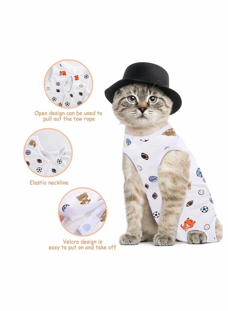 4 Pieces Cat Recovery Suit for Surgery and Wound Care Soft Cotton Breathable Clothing for Kittens and Cats - Image 2