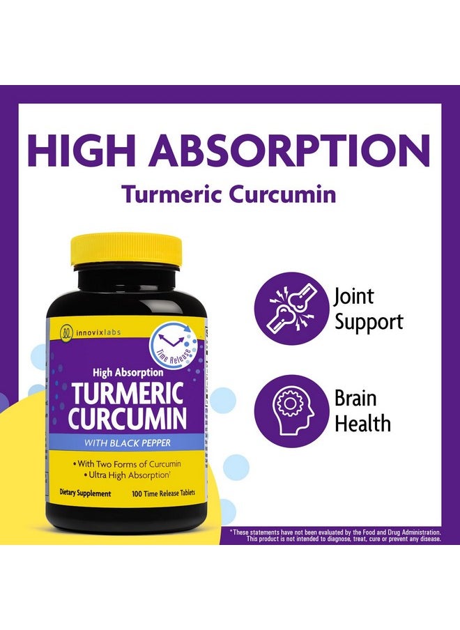 InnovixLabs - InnovixLabs Turmeric Curcumin with Black Pepper Extract - High Absorption Tumeric and Curcumin Supplements with BioPerine, C3 Reduct & Curcumin C3 Complex, Time Release Turmeric Supplement - 100 ct - Image 1