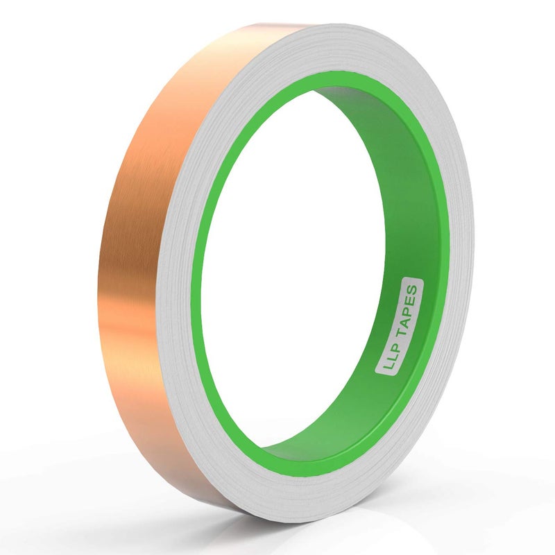 LLPT Copper Foil Tape 1/2” x 33 Feet 3.15 Mil Dual Conductive for EMI Shielding Soldering Stained Glass Circuit Crafts Guitar Electrical Repairs Grounding Strong Adhesive (CF130) - Image 1