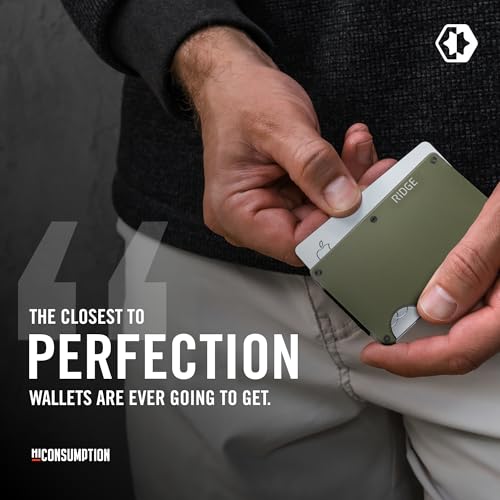 The Ridge Wallet for Men - Slim Minimalist Compact Wallet and Card Holder, RFID Protected Front Pocket Wallets with Integrated Cash Strap (Matte Olive Titanium) - Image 5