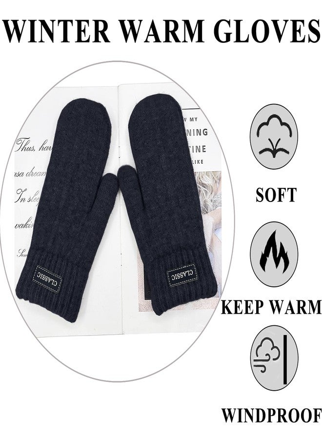 Beurlike Winter Mittens Gloves for Women Warm Fleece Lining Knit Thick Gloves for Cold Weather(Black) - Image 5